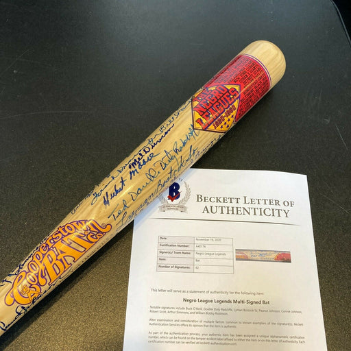 Beautiful Negro League HOF & Legends Multi Signed Baseball Bat 62 Sigs Beckett