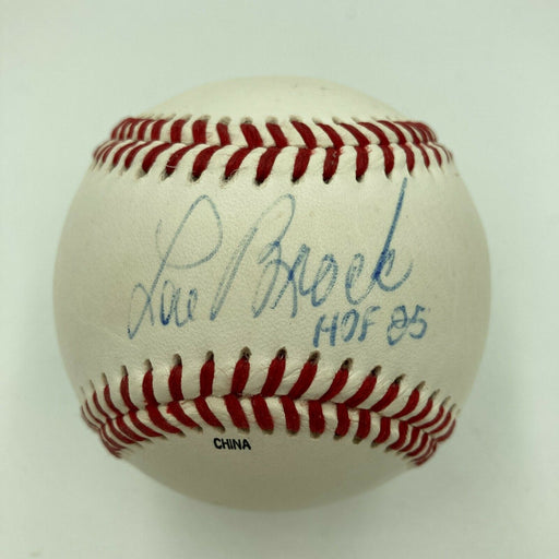 Lou Brock Hall Of Fame 1985 Signed Rawlings Official League Baseball JSA COA