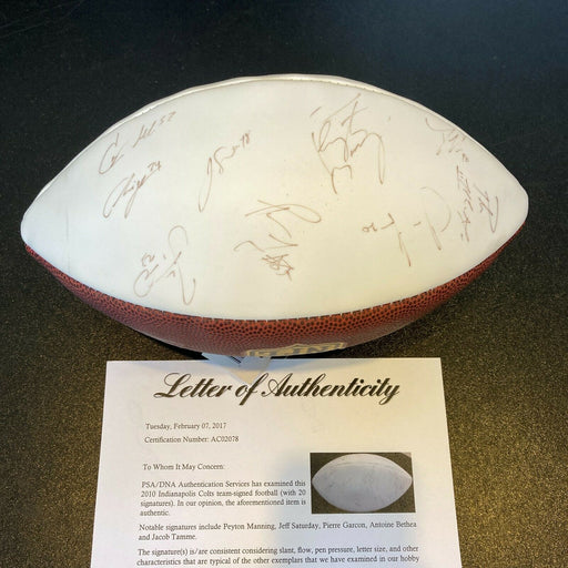 Peyton Manning 2010 Indianapolis Colts Team Signed Autographed Football PSA DNA