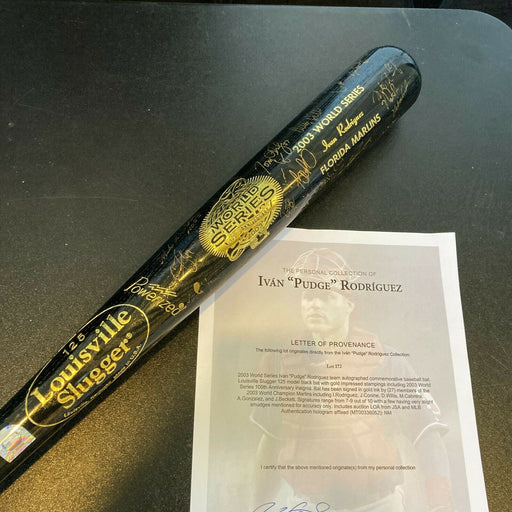 2003 Florida Marlins World Series Champs Team Signed W.S. Game Issued Bat COA