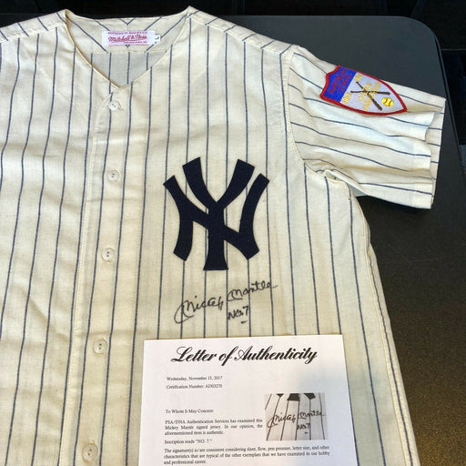 Beautiful Mickey Mantle No. 7 Signed New York Yankees Jersey UDA Upper Deck PSA