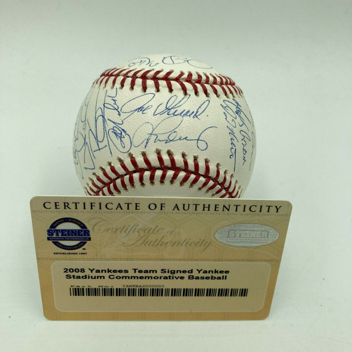 2008 New York Yankees Team Signed Baseball Derek Jeter & Mariano Rivera Steiner