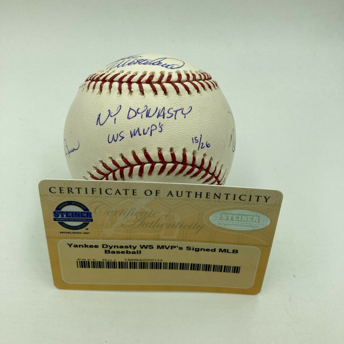 Derek Jeter Mariano Rivera Yankees Dynasty W.S. MVP's Signed Baseball Steiner