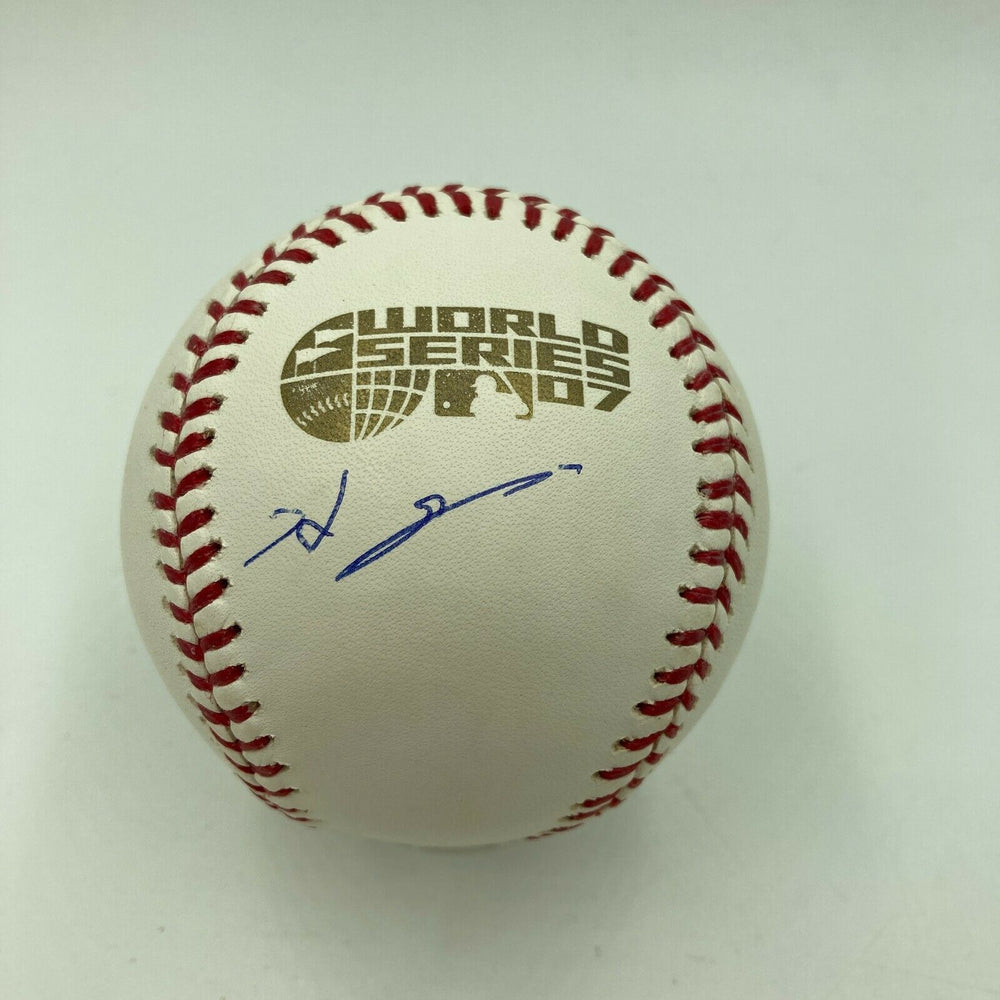 Hideki Okajima Signed 2007 World Series Baseball MLB Authentic Boston Red Sox