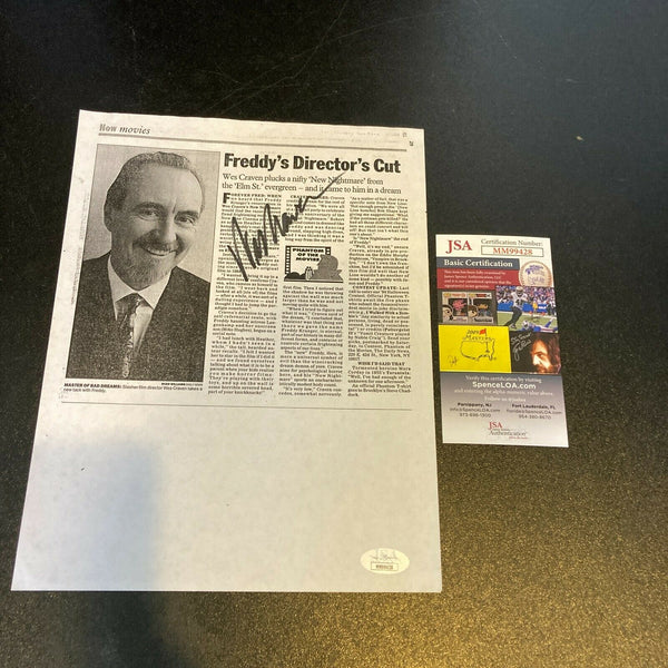 Wes Craven Signed Autographed Newspaper Photo With JSA COA
