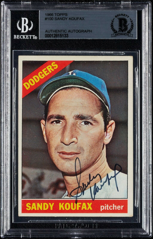 1966 Topps Sandy Koufax Signed Autographed Baseball Card BGS Beckett