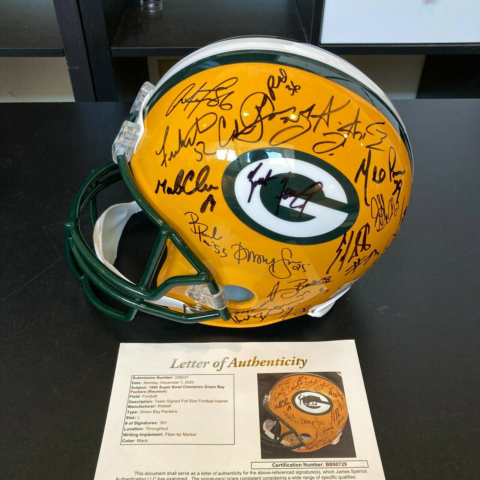 1996 Green Bay Packers Super Bowl Champs Team Signed Full Size Helmet —  Showpieces Sports