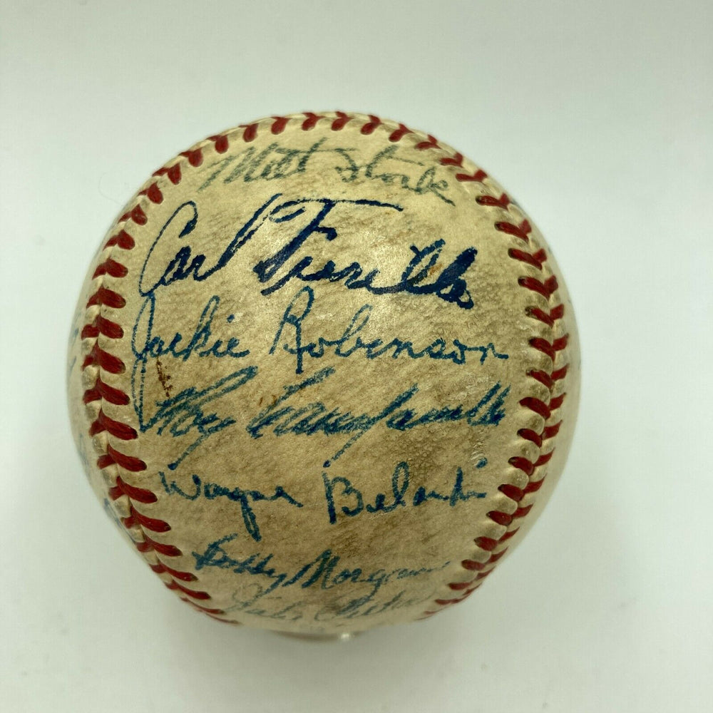 Beautiful Jackie Robinson Roy Campanella 1950 Dodgers Team Signed Baseball JSA