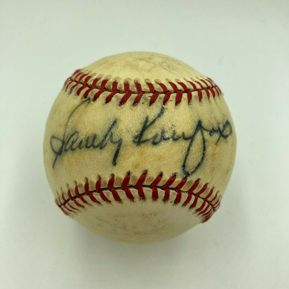 Sandy Koufax Signed Vintage National League Feeney Baseball PSA DNA Sticker