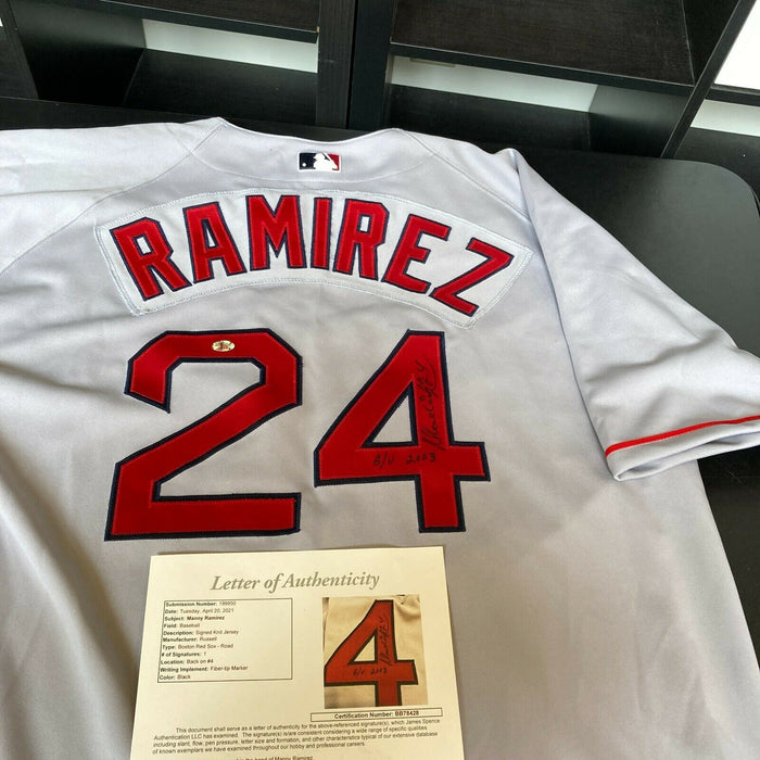 Manny Ramirez Autographed Boston Red Sox Grey Cooperstown Jersey