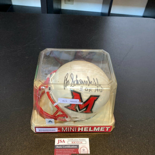 Bo Schembechler "Hall Of Fame 1993" Signed Miami RedHawks Mini Helmet JSA COA