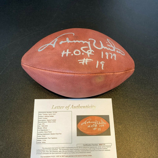 Beautiful Johnny Unitas "HOF 1979 #19" Signed NFL Game Football With JSA COA
