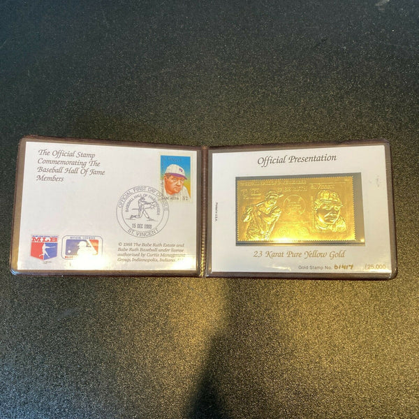 BABE RUTH 23 KARAT OFFICIAL FIRST DAY OF ISSUE HALL OF FAME GOLD STAMP