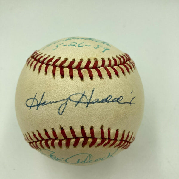 Harvey Haddix 1959 Perfect Game Participants Signed Baseball Hank Aaron JSA COA