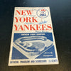 1961 Signed Autographed 1961 New York Yankees Program