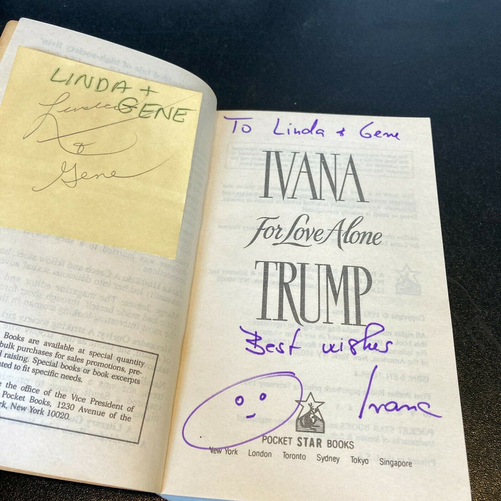 Ivana Trump Donald Trump First Wife For Love Alone Signed Autographed Book