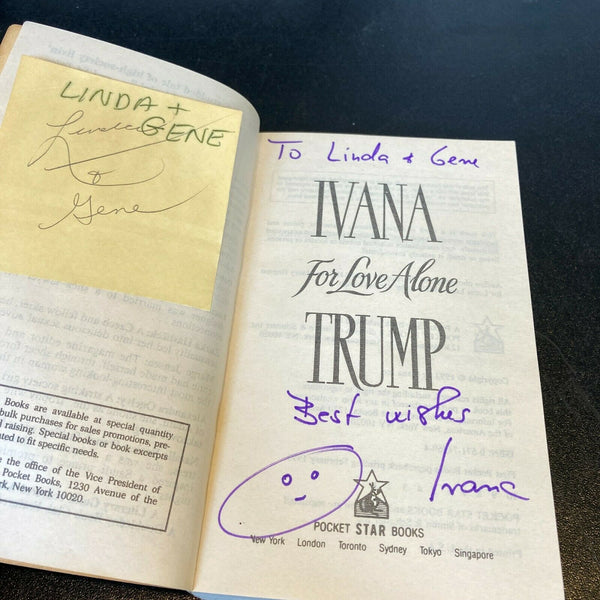 Ivana Trump Donald Trump First Wife For Love Alone Signed Autographed Book