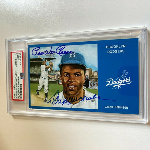 Pee Wee Reese Don Newcombe Signed Autographed Brooklyn Dodgers Postcard PSA DNA