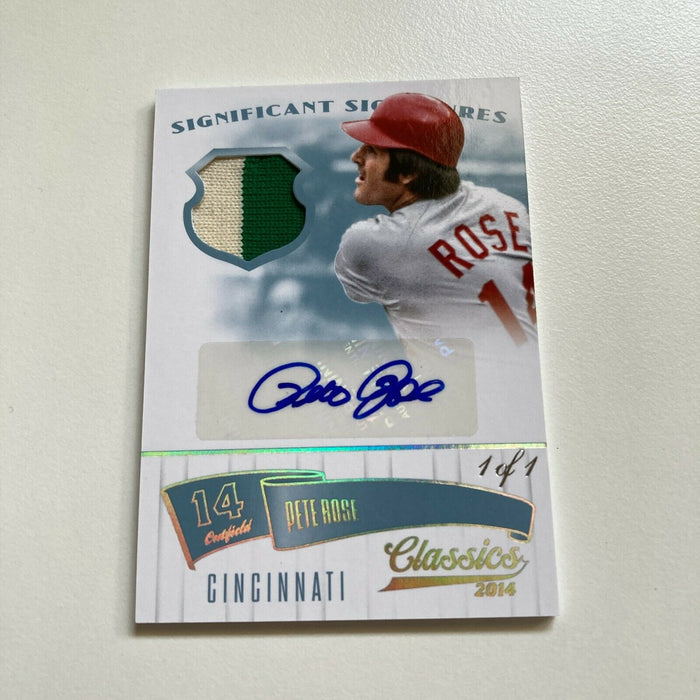 2014 Panini Pete Rose #1/1 Signed Game Used Jersey Patch Auto One Of One