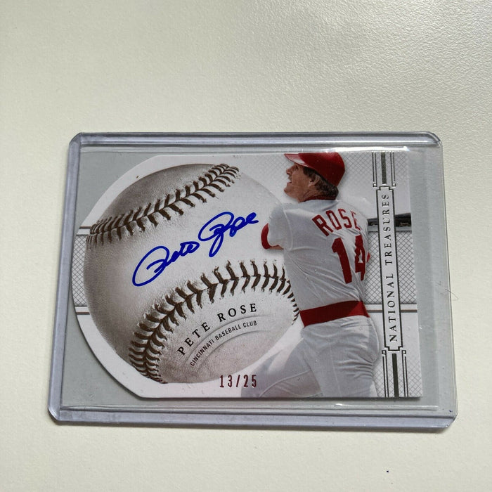 2014 Panini National Treasures Pete Rose #13/25 Signed Baseball Card Auto