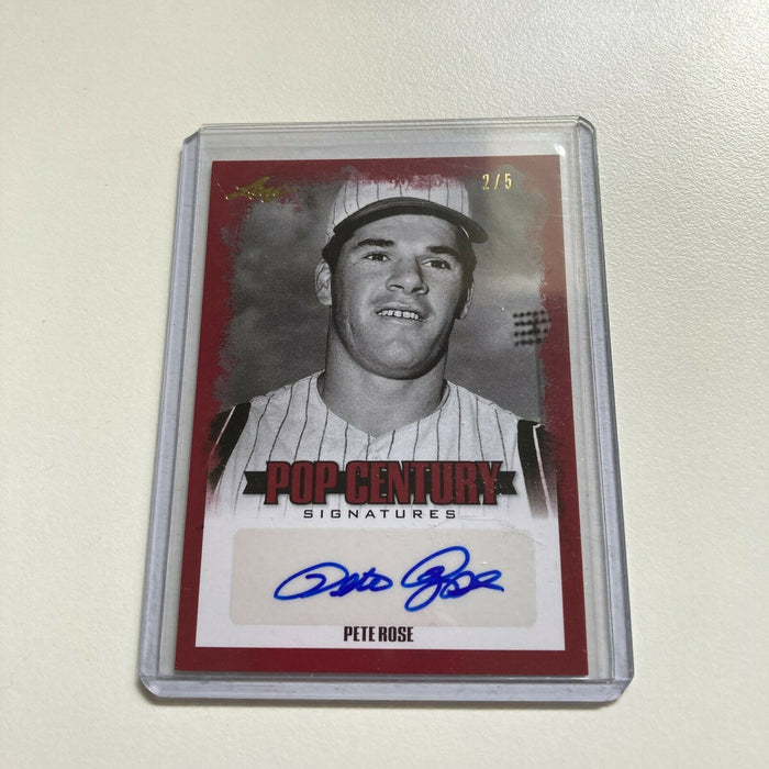 2015 Leaf Pop Century Pete Rose #2/5 Auto Signed Autographed Baseball Card