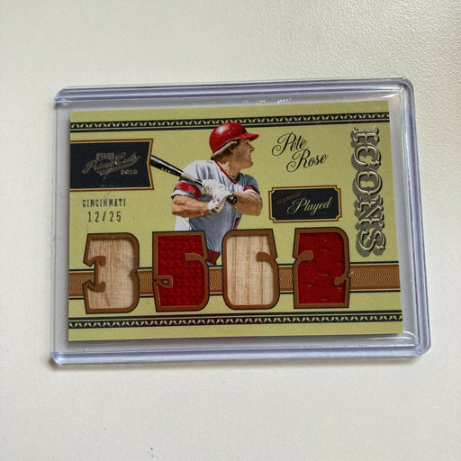2016 Playoff Prime Cuts #12/25 Pete Rose Game Used Jersey Bat Card