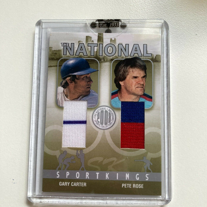 Leaf Sportkings Gary Carter Pete Rose 2/9 Game Used Jersey Patch