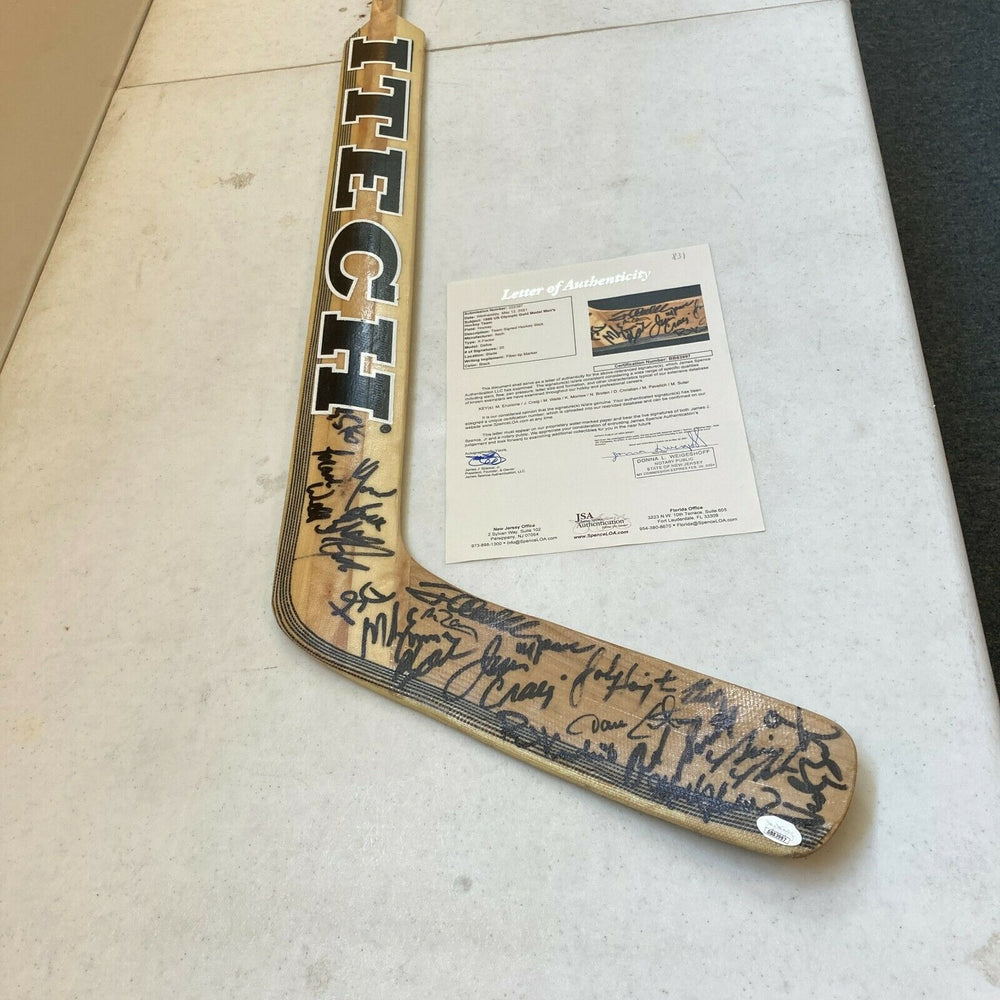 1980 Team USA Olympics Miracle On Ice Team Signed Hockey Stick 20 Sigs JSA COA