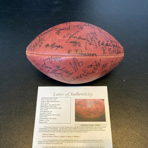 1986 Cleveland Browns Team Signed Wilson Official NFL Game Football 30+ Sigs JSA