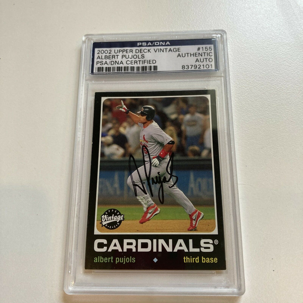 rare upper deck baseball cards Rare 2002 Upper Deck Vintage Albert Pujols Signed Baseball Card RC PSA — Showpieces Sports