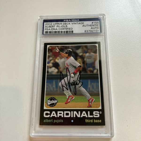 Rare 2002 Upper Deck Vintage Albert Pujols Signed Baseball Card RC PSA — Showpieces Sports