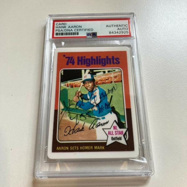 1975 Topps Hank Aaron 755 Home Runs Signed Porcelain Baseball Card PSA DNA