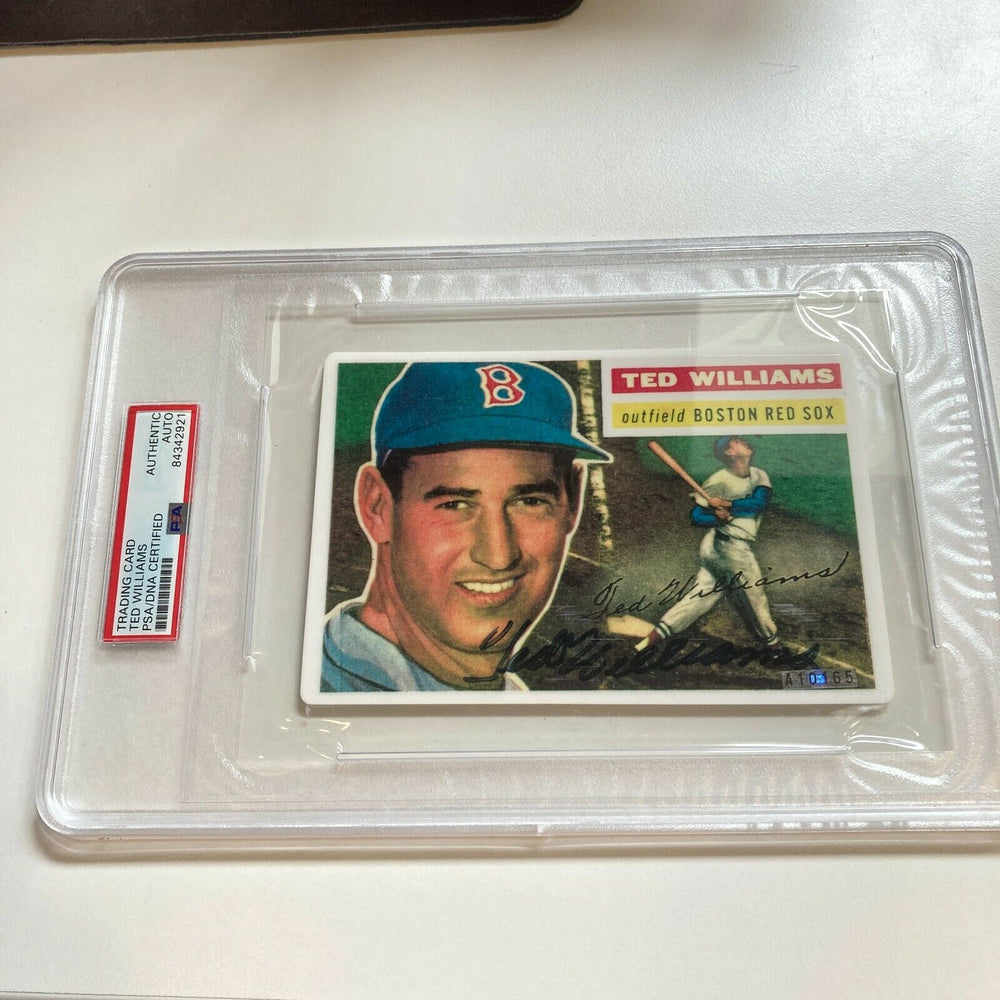 Beautiful 1956 Topps Ted Williams Signed Large Porcelain Card PSA DNA COA