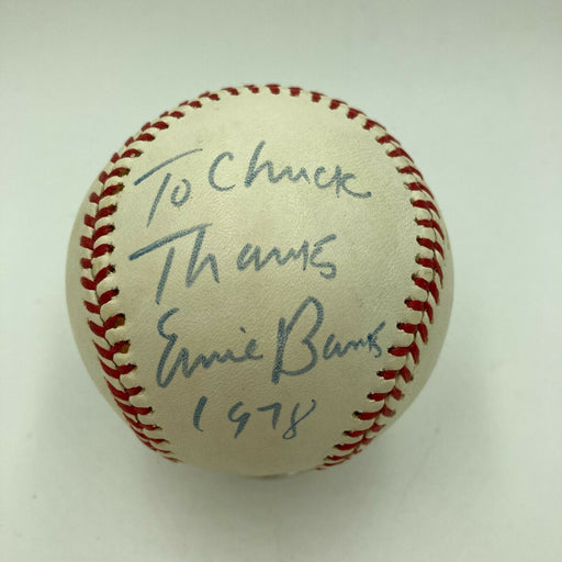 1978 Ernie Banks Playing Days Signed Inscribed Baseball JSA COA