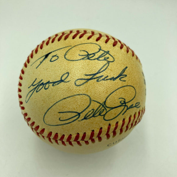 Pete Rose "To Pete" Signed Vintage National League Feeney Baseball JSA COA
