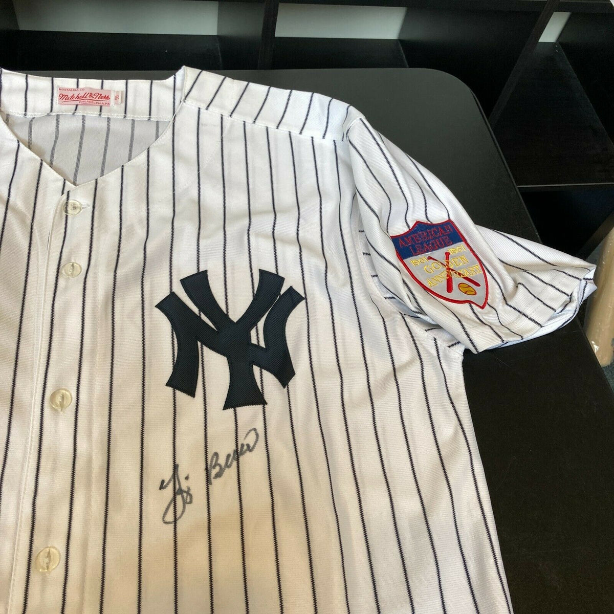 Yogi Berra Signed Yankees Jersey with 1901-1951 Golden Anniversary