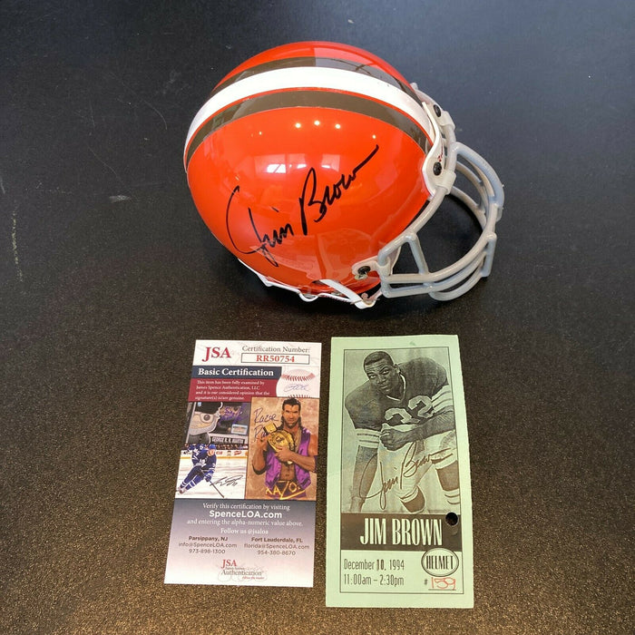 Jim Brown Signed Authentic Riddell Cleveland Browns Mini Helmet With JSA COA