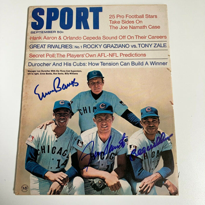 Ernie Banks Billy Williams Ron Santo Signed 1969 Sport Magazine Cubs JSA COA