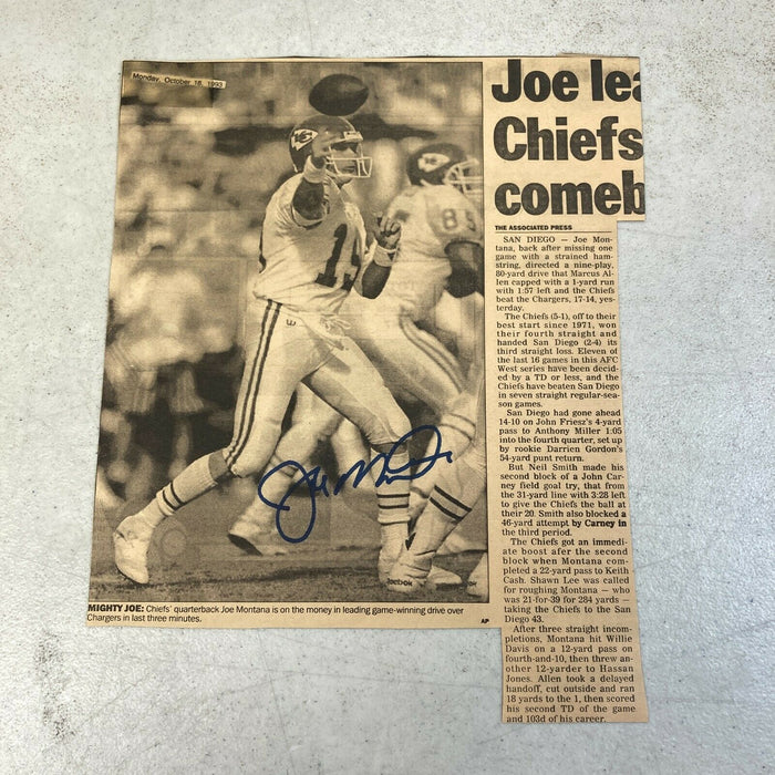 Joe Montana Signed Autographed Newspaper Photo