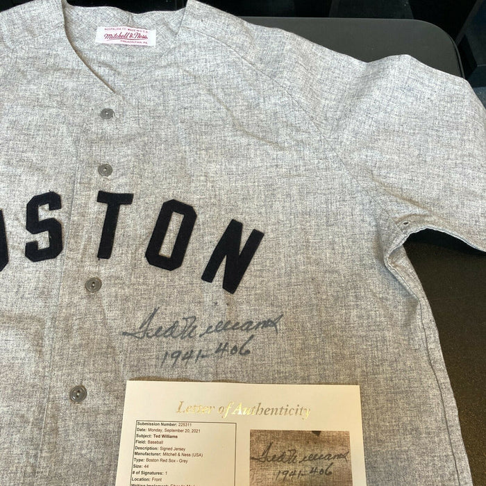 Ted Williams "1941 .406 Average" Signed Inscribed Boston Red Sox Jersey JSA COA