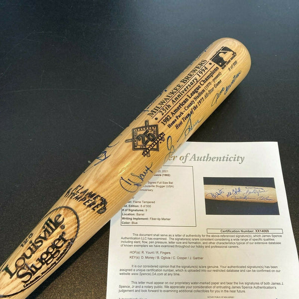 1982 Milwaukee Brewers American League Champs Team Signed Baseball Bat JSA COA