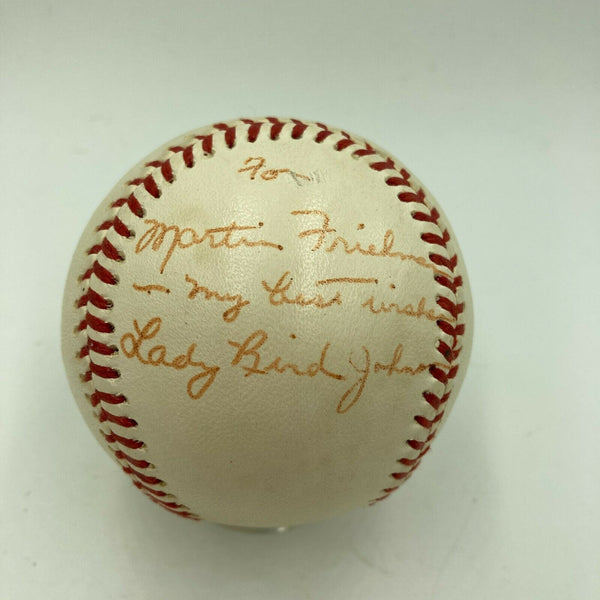 Lady Bird Johnson Single Signed Baseball Lyndon B. Johnson First Lady JSA COA