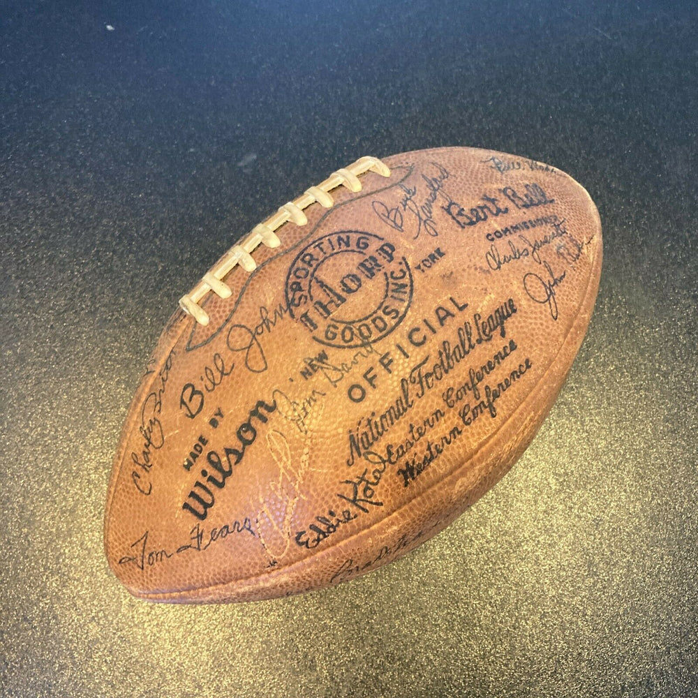 1960 Los Angeles Rams Team Signed Rare Wilson Bert Bell Game Used Football