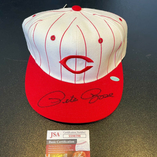 Pete Rose Signed Authentic Cincinnati Reds Baseball Hat JSA COA