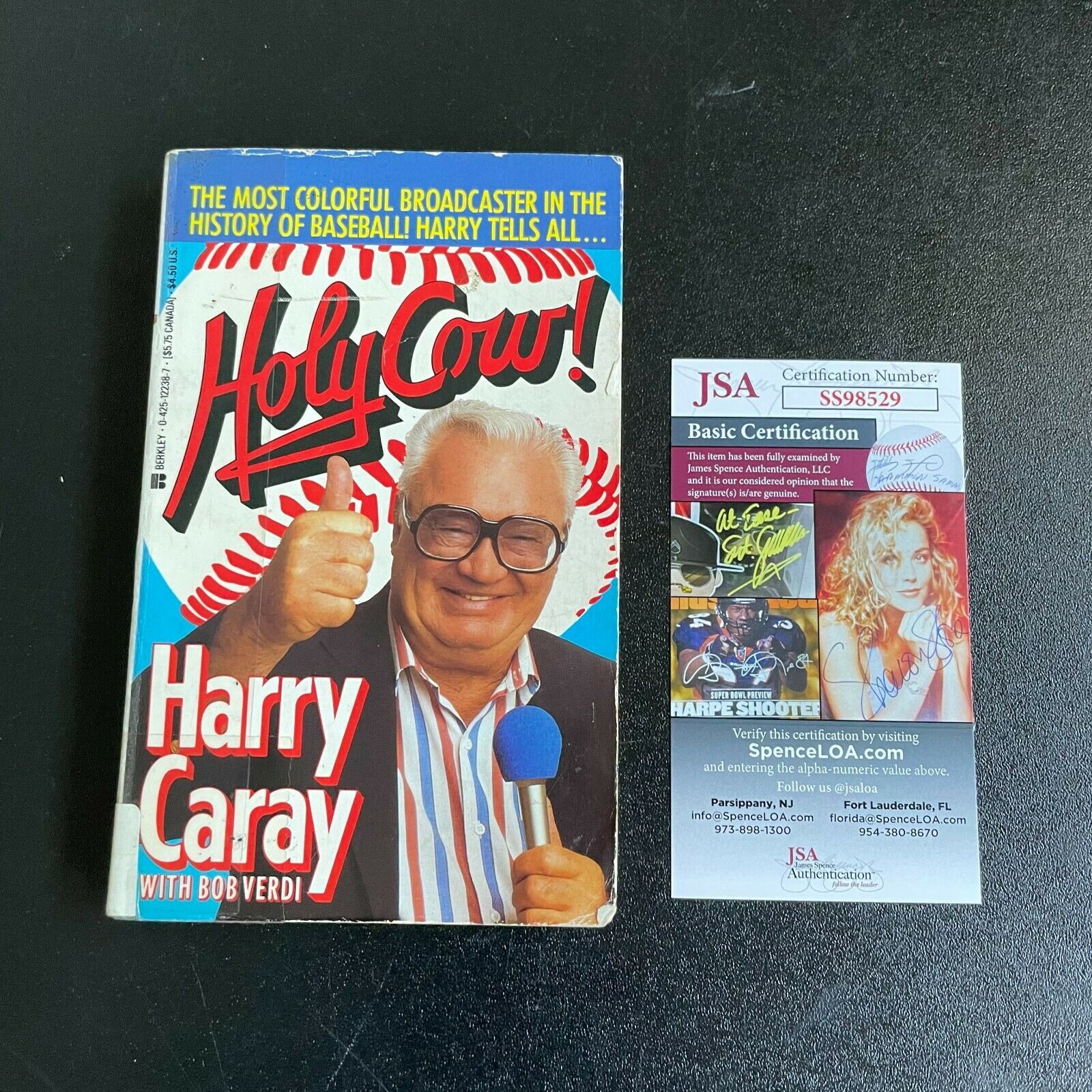 Harry Caray Signed Book Holy Cow