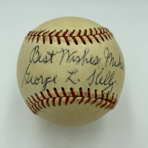 George Kelly Single Signed 1970's Official National League Baseball HOF JSA COA