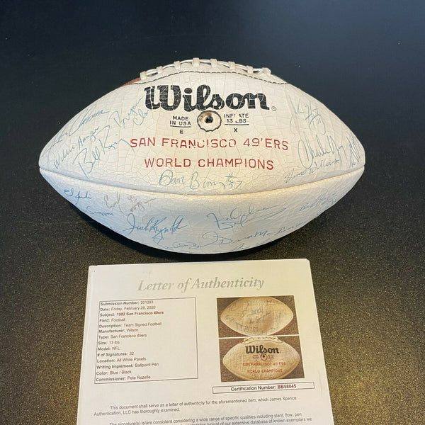 1982 San Francisco 49ers Team Signed Super Bowl Champions Football JSA —  Showpieces Sports