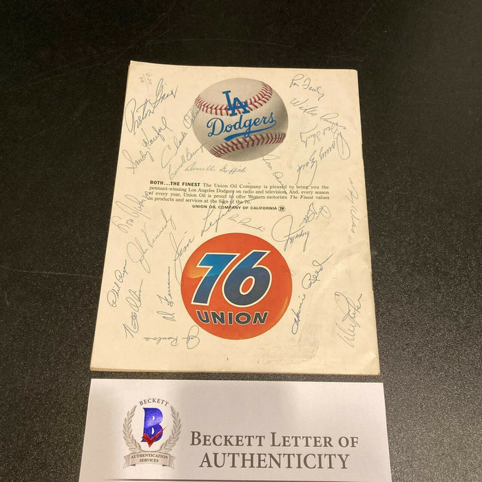 1965 Los Angeles Dodgers World Series Champs Team Signed Program Koufax Beckett