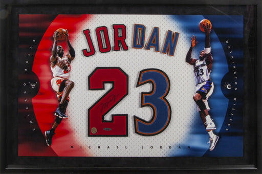 Michael Jordan Signed Bulls Wizards Jersey Numbers Framed UDA Upper Deck