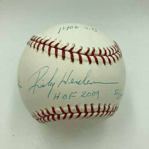 Rickey Henderson Signed Heavily Inscribed STAT MLB Baseball Steiner & MLB 12/24